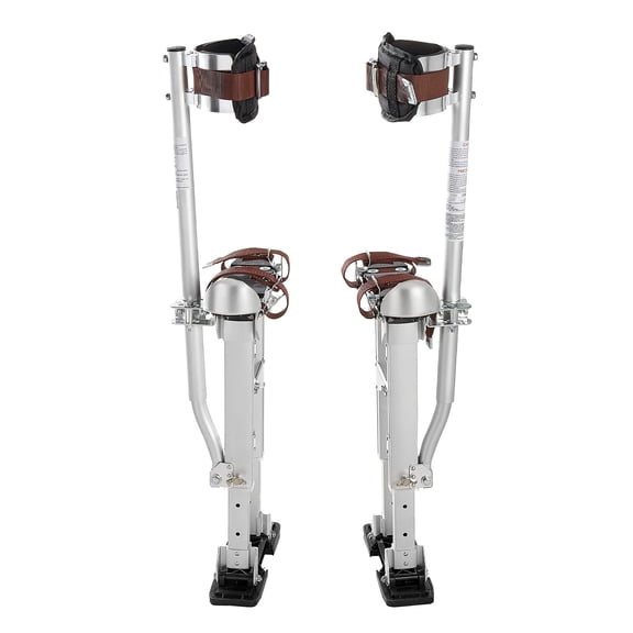 KFFKFF Adjustable Aluminum Drywall Stilts, 16.1–24.1 in Height Range, 228 lbs Capacity, Non-Slip Rubber Feet, Dual Spring Design, Comfortable Straps for Painting and Decorating, Silver