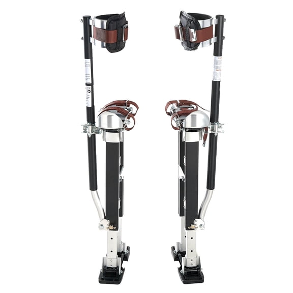 KFFKFF Adjustable Aluminum Drywall Stilts, 19.1–31.1 in Height Range, 228 lbs Capacity, Non-Slip Rubber Feet, Dual Spring Shock Absorption, Comfortable Leg Straps for Painting and Decorating, Black