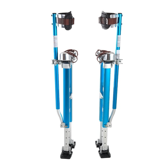 KFFKFF Adjustable Aluminum Drywall Stilts, 24.240.3 Inch Height Range, 228 lbs Capacity, Non-Slip Rubber Feet, Dual Spring Shock Absorption, Comfortable Leg Straps for Painting and Decorating, Blue