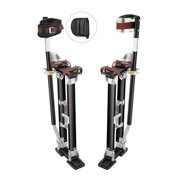 KFFKFF Adjustable Aluminum Drywall Stilts, 24''-40'' with Protective Knee Pads, Durable Non-slip Work Stilts for Painting, Taping, and Sheetrock Tasks, Black