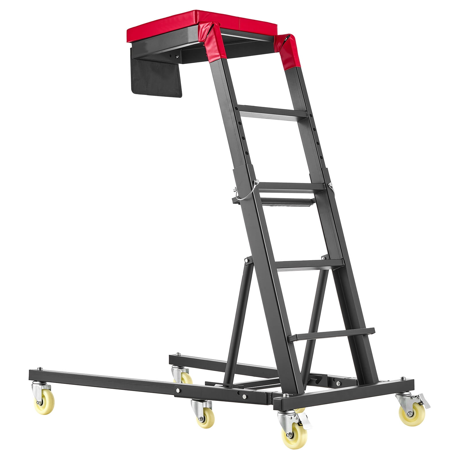 KFFKFF Adjustable Automotive Creeper, 48"-64" High Top Design, Foldable with 400 lbs Steel Support, Stable H-Frame Base, 6 Smooth Wheels for Vehicle Repair and Maintenance