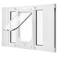 thumbnail image 1 of KFFKFF Adjustable Cat Door for Window, Fits Window Widths 23"-28", 4 Locking Options, Durable Aluminum Frame with Transparent Glass, Magnetic Seal, Weather-Resistant Pet Access Panel, White, 1 of 9