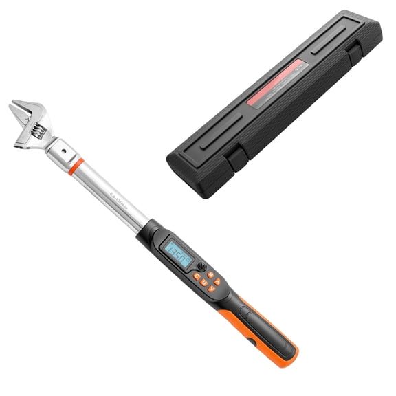 KFFKFF Adjustable Digital Torque Wrench with Open-End Jaw, 0-1.5 in Range, LCD Display, 2% Precision, Multiple Units, Buzzer & LED Alerts, Ideal for Pipe and Auto Maintenance