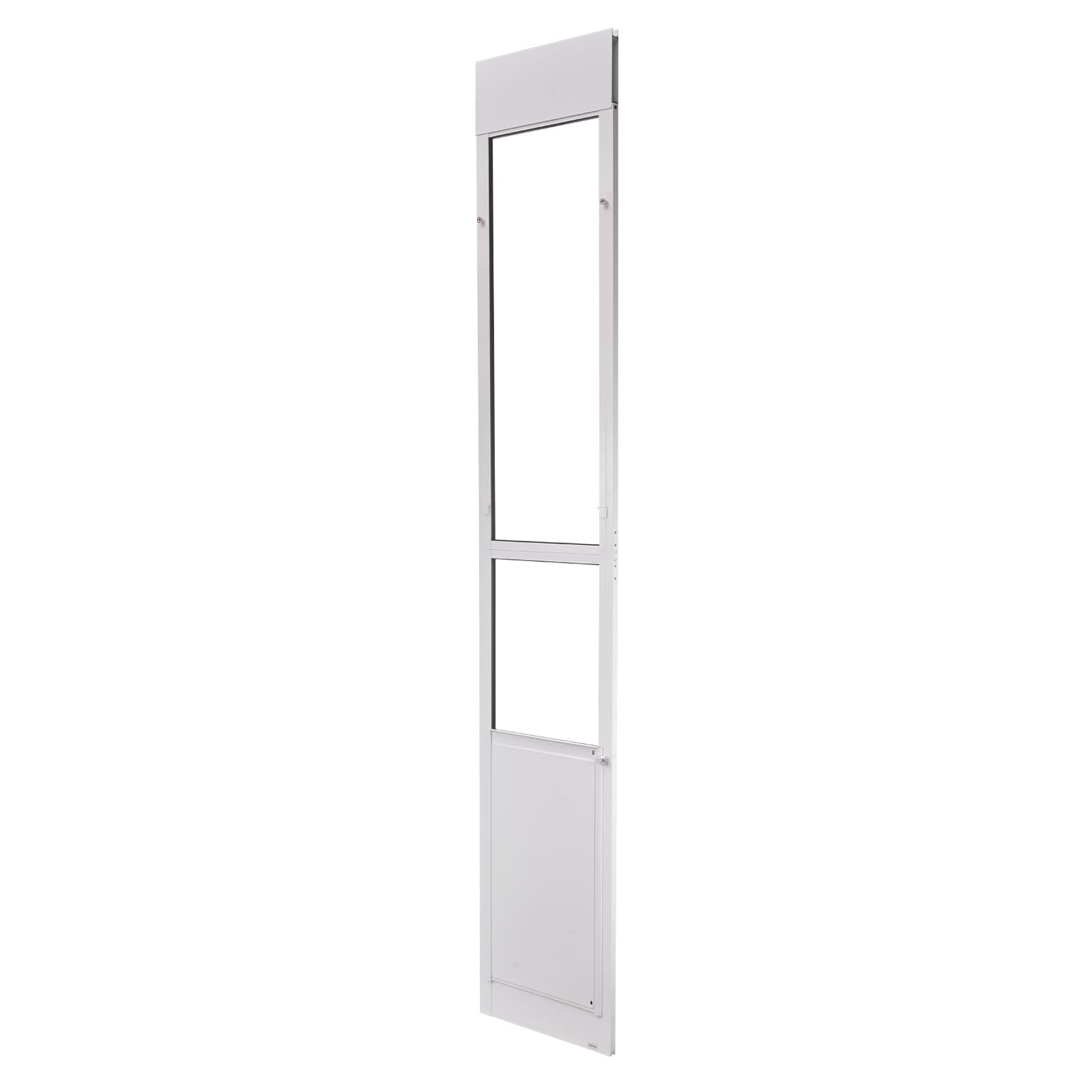 KFFKFF Adjustable Dog Door for Sliding Glass Doors, 91-96 in Height, Durable Aluminum Frame with Metal Hinges, Secure Lock, 13 5/8 x 23 5/8 in Flap, Ideal for Rental Homes