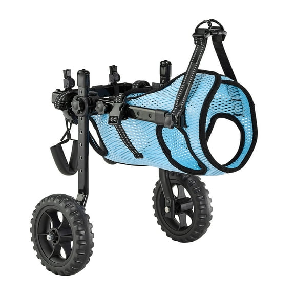 KFFKFF Adjustable Dog Wheelchair for Hind Legs, Lightweight 2-Wheel Pet Mobility Cart with Shock-Absorbing Wheels, Support for Injured or Disabled Small Dogs up to 22lbs