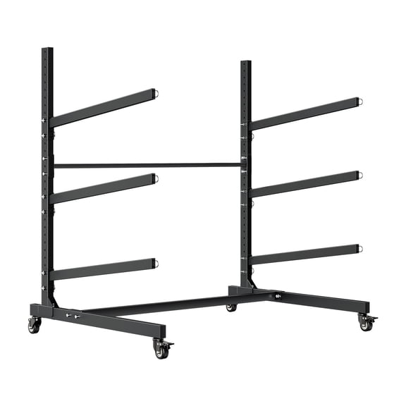 KFFKFF Adjustable Freestanding Kayak Storage Rack for 3 Kayaks, Supports 200 lbs, Durable Stand with Lockable Wheels for Indoor and Outdoor Use, Suitable for Canoes, SUPs, Surfboards,and Paddleboards