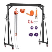 KFFKFF Adjustable Gantry Crane, 2200 lbs Load Capacity, Portable Shop Hoist with Height Range of 95.7-142.9 in, Includes Manual Trolley, Sling, Shackles, and Hooks for Garage, Factory, Warehouse