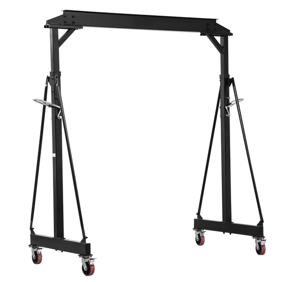 KFFKFF Adjustable Gantry Crane, 4400 lbs Load Capacity, Portable Hoist with Adjustable Height from 98.8" to 146.1", Lockable Wheels, Durable Steel Frame for Workshops, Warehouses, and Auto Repairs