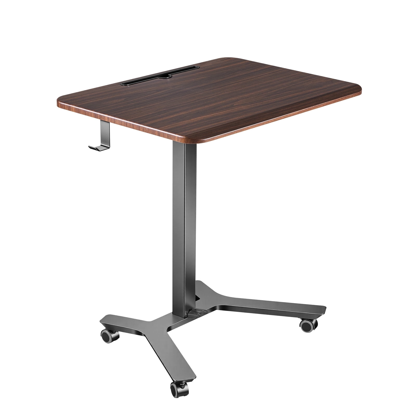 KFFKFF Adjustable Height Mobile Standing Desk with Casters, 28.2 x 20.5 in Compact Sit-Stand Rolling Workstation, Hook Included, 33 lbs Capacity, Pneumatic Foot Pedal Lift for Home or Office Use
