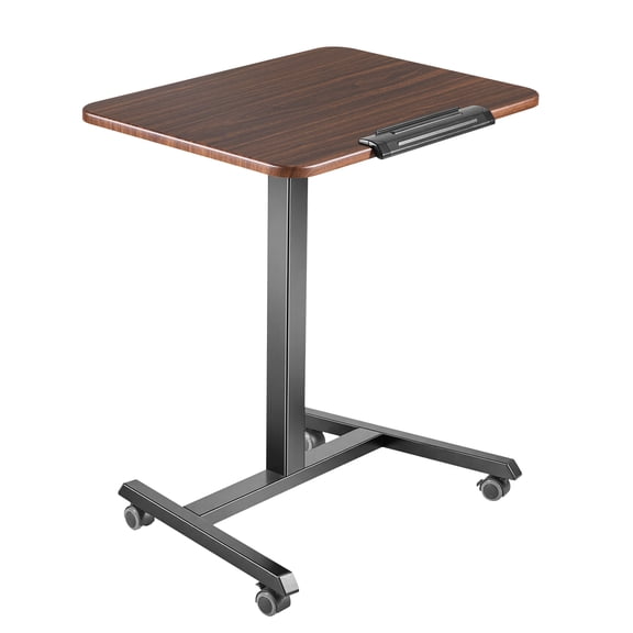KFFKFF Adjustable Height Mobile Standing Desk with Tilting Desktop, 25.6 x 19 in Compact Sit-Stand Rolling Workstation with 4 Wheels, 33 lbs Load Capacity, Perfect for Home or Office Use