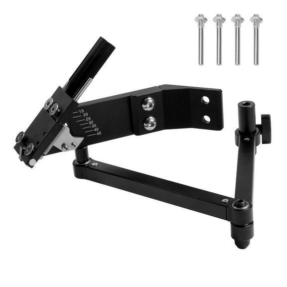 KFFKFF Adjustable Lawn Mower Blade Sharpening Tool, 15-45 Angle Range with 4 Adapter Pins, Ball Bearing Mechanism & Enlarged 25mm Handle, Works with Various Angle Grinders