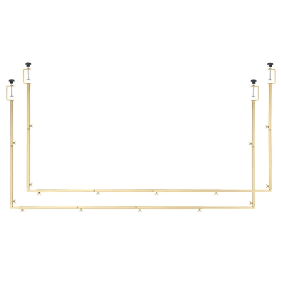 KFFKFF Adjustable Over-The-Table Rod Stand with Clamps, 13"-42" Height & 28"-98" Length, 2-Piece Table Arch Frame for Balloon Decorations at Weddings, Birthdays, and Holiday Events, Gold