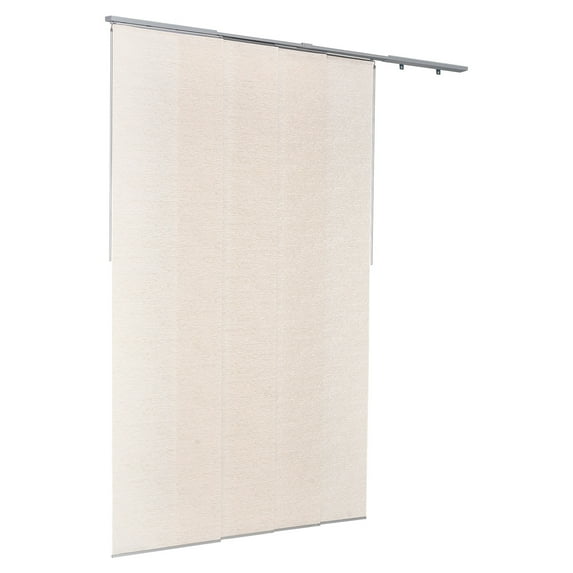 KFFKFF Adjustable Panel Track Blinds, Extendable Track 45.8-86 in W, Customizable Curtains Up to 96 in H, Vertical Blinds for Sliding Doors, Patio Doors, Room Dividers, Light Brown