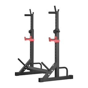 KFFKFF Adjustable Power Cage Squat Rack for Home Gym, Strength Training Equipment with Barbell Storage, J-Hooks, and 550LBS Capacity for Squats, Bench Press, and Weight Lifting