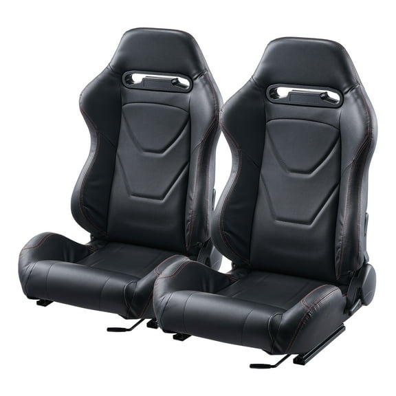 KFFKFF Adjustable Racing Seat Set, 2 Pieces, Ergonomic Design with Reclining Function & Durable Foam Padding, Comfortable Chair with Soft PVC Leather & Sturdy Slider, Suitable for Racing Cars