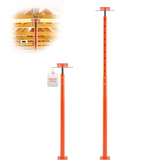 KFFKFF Adjustable Steel Floor Jack, 53"-93" Height Range, 18000 lbs Load Capacity, Telescoping Support Beam for Leveling and Temporary Support in Basements