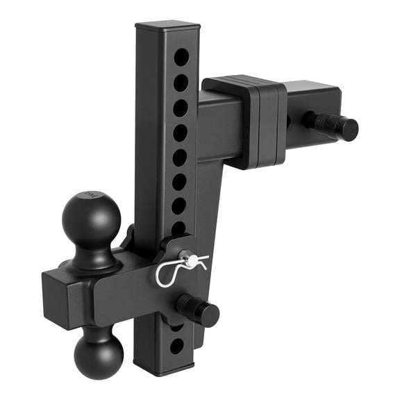 KFFKFF Adjustable Trailer Hitch for 2.5 Inch Receiver, Includes 2 Inch & 2-5/16 Inch Balls, Supports 18,500 lbs GTW, 10 Inch Drop Design, Ideal for RVs, Trucks, and Off-Road Applications, Black
