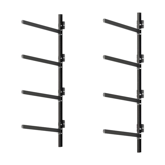 KFFKFF Adjustable Wall Mount Kayak Storage Rack for 4 Kayaks, 300 lbs Capacity, Heavy-Duty Stand for Indoor and Outdoor Use in Garage, Shed, Dock, Suitable for Canoes, Small Boats, SUPs, Surfboards