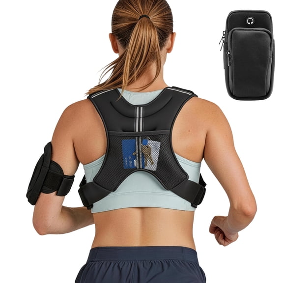 KFFKFF Adjustable Weighted Vest, 16 lbs with Reflective Stripes, Secure Buckle Design for Men and Women, Ideal for Strength Training, Running, Jogging, Fitness, and Cardio Workouts