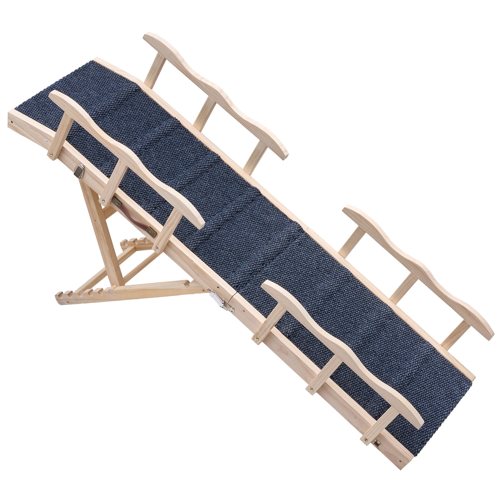 Long Pet Ramp KFFKFF Adjustable Wooden Dog Ramp for Bed, 6 Height Levels, Foldable ...