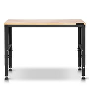 KFFKFF Adjustable Workbench Oak And Steel 48 X 20-inch Heavy Duty Table With Height Adjustment From 28.5 To 38.3 Inches