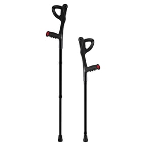 KFFKFF Adult Forearm Crutches, Adjustable 10-Level Height, Foldable Aluminum Support with Open Cuff & Anti-Slip Pad for Surgery Recovery, Leg Injuries, Disabled Use, 350LBS Capacity, 1 Pair