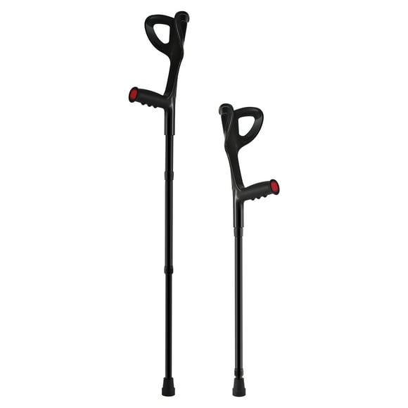 KFFKFF Adult Forearm Crutches, Adjustable 10-Level Height, Foldable Aluminum Support with Open Cuff & Anti-Slip Pad for Surgery Recovery, Leg Injuries, Disabled Use, 350LBS Capacity, 1 Pair