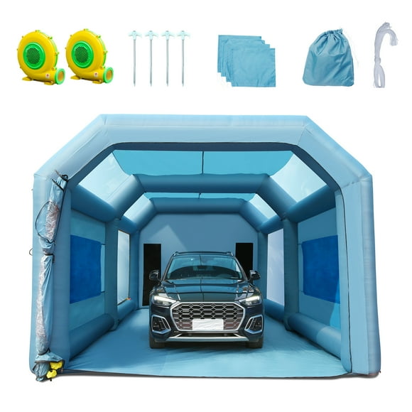 KFFKFF Aerated Spray booth Car Paint Tent 28x16x11ft Filter System 2 hair dryers