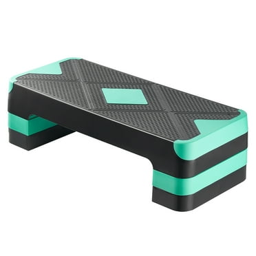 KFFKFF Aerobic Exercise Step Platform, 28-Inch Workout Stepper with Adjustable Height, Fitness Training Deck with 4 Risers, Non-Slip Surface for Home Gym Cardio and Strength, Green