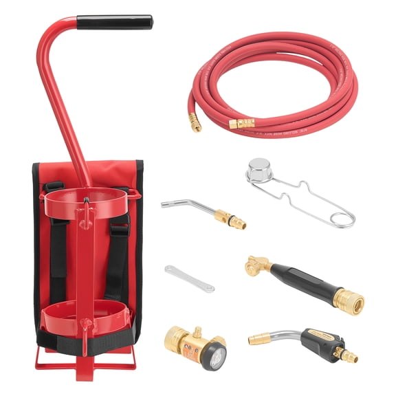 KFFKFF Air Acetylene Torch Kit, Gas Welding Tool with 11.8FT Rubber Hose, Self-Igniting Welding Tip & CGA200 Regulator, Swirl Flame Brazing Torch Kit with Cylinder Holder for Metalworking