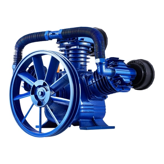 KFFKFF Air Compressor Pump Head, 10HP, 17.5CFM at 90PSI, 3-Cylinder, Oil-Lubricated, Cast Iron V-Type Replacement, Max 185PSI
