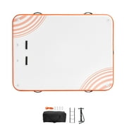 KFFKFF Air-Filled Floating Station, 8 x 6FT Buoyant Dock Pad, Anti-Slip Aqua Floating Mat with Removable Stairs & Compact Transport Sack, Drifting Isle Float for Sea Pool Shore