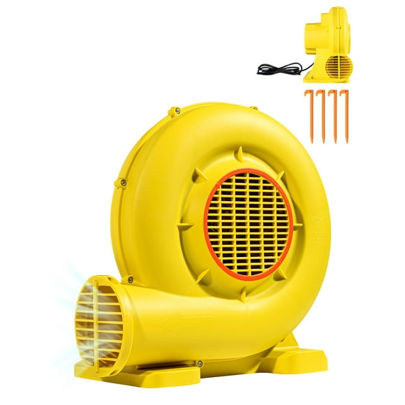 KFFKFF Air Pump, 380W&450W, 0.5 & 0.6 HP, Ideal for Inflatable Structures, Commercial Grade Blower for Bouncy Castles, Electric Fan for Inflatable Water Slides and Bounce Houses, Yellow