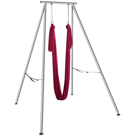 KFFKFF Airborne Yoga Structure & Hammock, 9.67 ft Tall Expert Yoga Swing Stand Accompanied by 6.6 Yards Airborne Hammock, Maximum 551.15 lbs Weight Limit, Yoga Apparatus for Airborne Yoga, Red