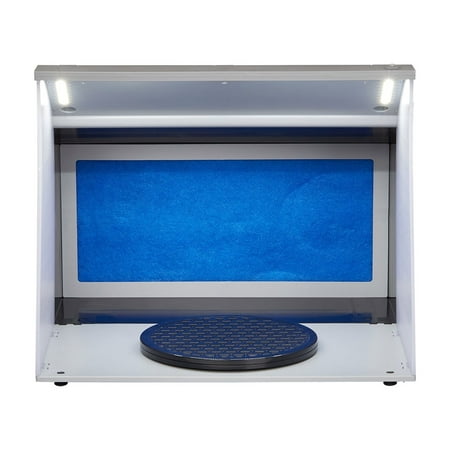 KFFKFF Airbrush Painting Booth, Mobile Artwork Airbrush Paint Spraying Booth Set with 4 LED Illumination, Robust Twin Exhaust Fans, Rotating Platform and 6 ft Extension Tube