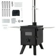 thumbnail image 1 of KFFKFF Alloy Steel Wood Stove, 86 inch, for Camping Tents, Includes Chimney Pipes & Gloves, 1400in³ Firebox, Portable for Outdoor Cooking & Heating, Comes with 8 Pipes, 1 of 9