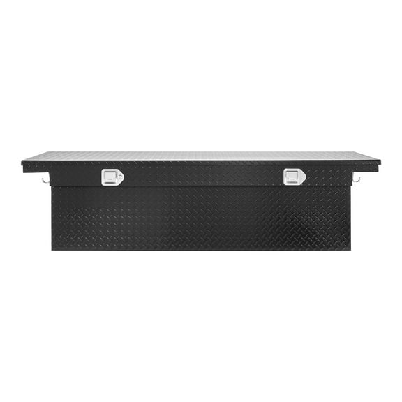 KFFKFF Aluminum Crossover Truck Tool Box, 69x12x14 In, Durable Storage Box with Diamond Pattern, Waterproof Organizer for Pickup Trucks, RVs, and Trailers, Includes Lock, Keys, and Side Handles,Black