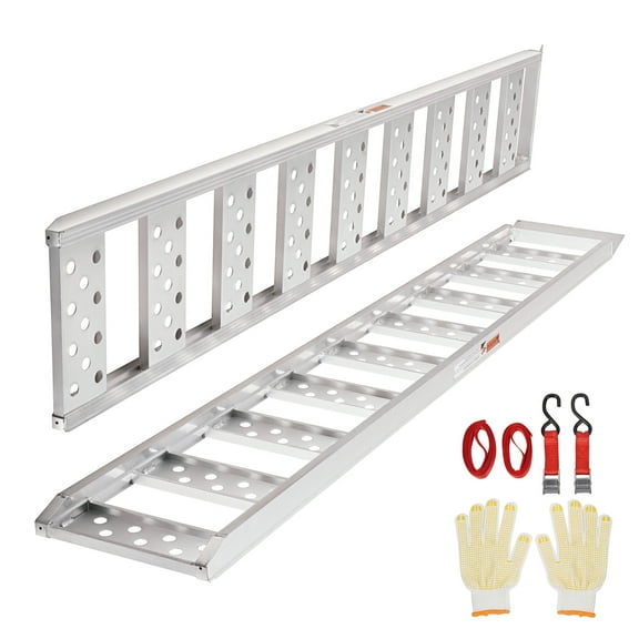 KFFKFF Aluminum Loading Ramps, 1250lbs Capacity, Equipped with Traction Surfaces & Securing Straps, Ideal for Motorcycles, ATVs, Trucks