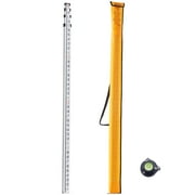 KFFKFF Aluminum Measuring Rod, 14-Foot Telescopic Survey Tool with 6 Sections, Double-Sided Scale in 1/10 ft, Leveling Stick with Bubble Level and Carrying Bag for Construction and Flooring