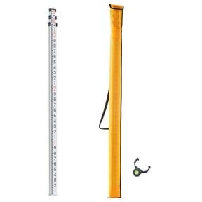 KFFKFF Aluminum Measuring Stick, 9-Ft/10ths, 3-Part Telescoping Survey Rod, Dual-Sided 1/10ft Scale, with Bubble Level & Carry Case for Residential & Commercial Construction