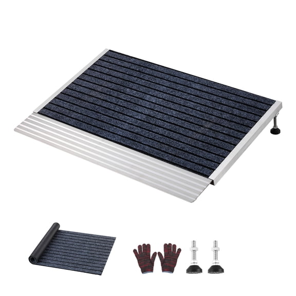 KFFKFF Aluminum Threshold Ramp for Doorways, 24 x 35.8 in, Adjustable Height Platform Ramp with Non-Slip Surface, 800 lbs Weight Capacity, Suitable for Steps, Wheelchairs, and Walkers