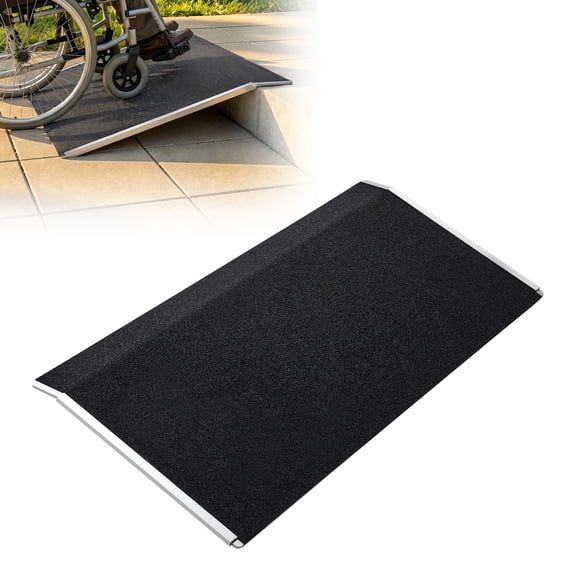 KFFKFF Aluminum Threshold Ramp for Doorways, 31.9 x 15.4 in, Non-Slip Platform Ramp, 400 lbs Capacity, Suitable for Steps, Curbs, Wheelchairs, Walkers, Scooters, and Carts