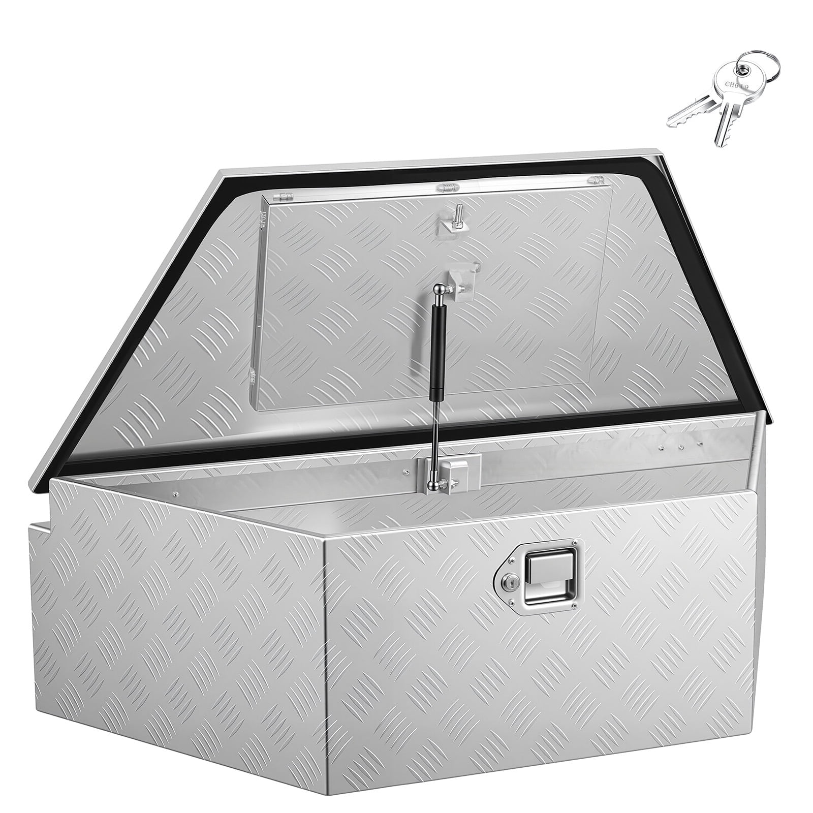 KFFKFF Aluminum Trailer Tongue Tool Box, 39" x 16.5" x 12" Storage Organizer with Lock & Keys, Durable Utility Chest for Truck Beds, RVs, SUVs, and Off-Road Vehicles, Silver
