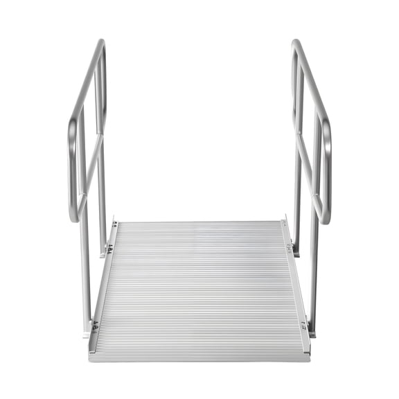 KFFKFF Aluminum Wheelchair Ramp with Handrails, 71.1 x 32.7 in, Durable Wide Ramp with Adjustable Legs, 1000 lbs Capacity, Portable Access Ramp for Steps, Stairs, Doorways, and Curbs