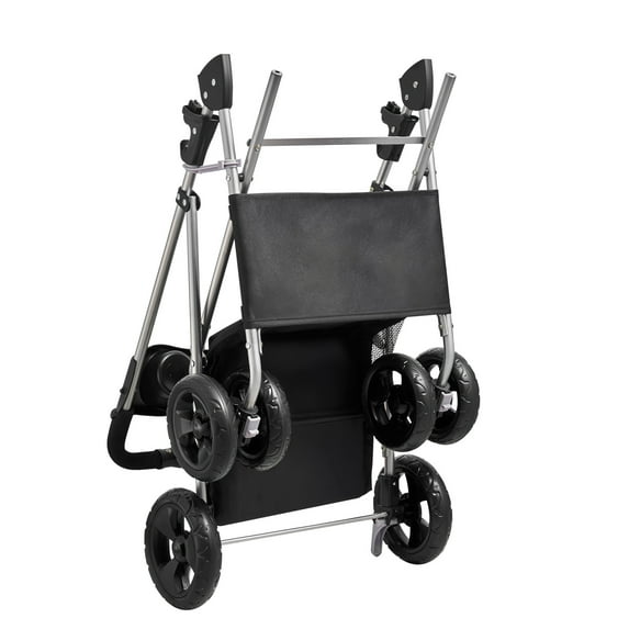 KFFKFF Animal Buggy, 35 lbs Load Limit, Collapsible Canine Cart, Quad Wheel Feline Buggy with Removable Compartment & Ventilated Panels, Compact Pet Mobile with Stop Mechanism