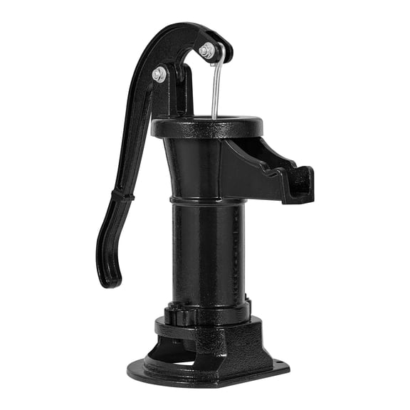 KFFKFF Antique Cast Iron Hand Water Pump, 25 ft Max Lift, Manual Operation with 1-1/4 in NPT Connection, Simple Setup for Outdoor Gardens, Ponds, Backyards, and Farms, Black