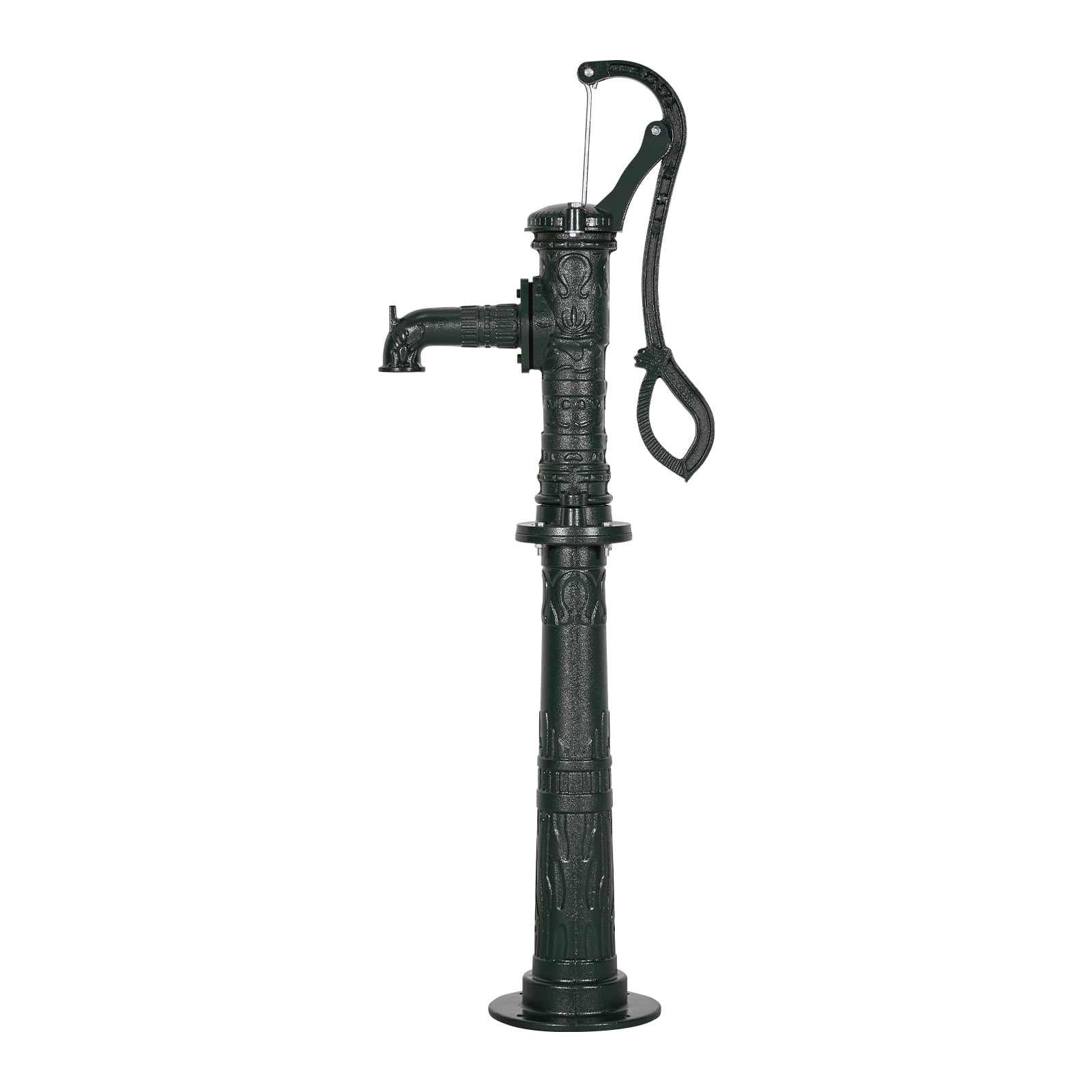 KFFKFF Cast Iron Hand Well Pump with Base, 20 ft Max Lift, Antique Manual Water Pump , 1-1/4 in NPT Connection, Decorative Pitcher Pump for Outdoor Gardens, Ponds, Yards, and Farms
