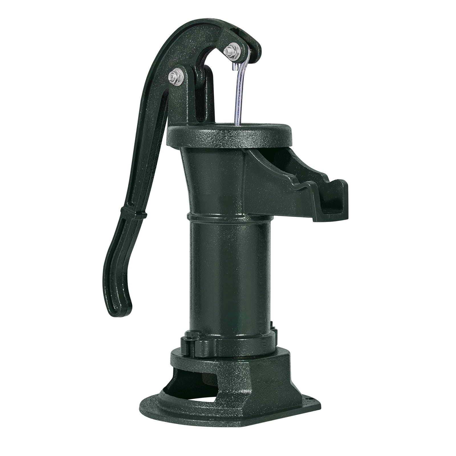 KFFKFF Antique Cast Iron Hand Well Pump, 25 ft Max Lift, Antique Pitcher Pump with 1-1/4 in NPT Connection, Manual Water Pump for  Gardens, Ponds, Backyards, and Farms, Green