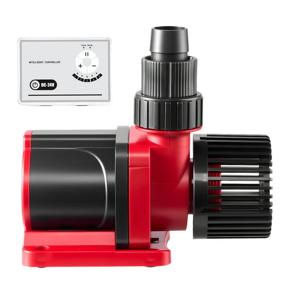 KFFKFF Aquarium 24V DC Water Pump, 60W, 1750 GPH Marine Wavemaker Return Pump with Controller, Adjustable Flow, Feed Mode, 16 ft Max Lift, for Saltwater Freshwater Fish Tank Sump Pond Circulation