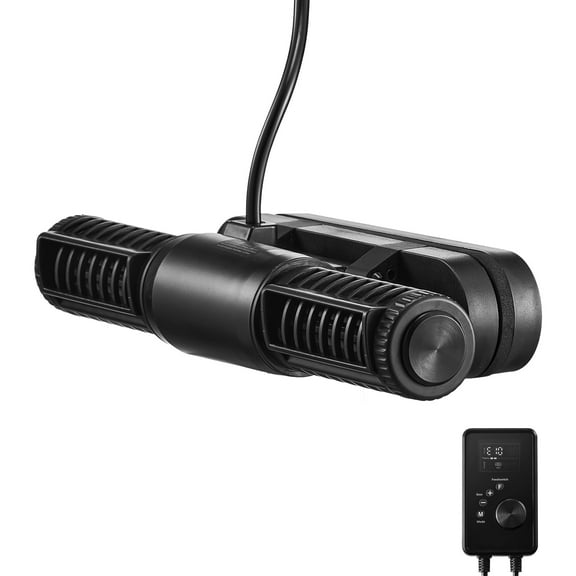 KFFKFF Aquarium Wave Maker, 15W, 1428 GPH Adjustable Cross Flow Pump with Controller, Magnetic DC 24V Powerhead, Durable Magnetic Base, 360 Rotating Design, Suitable for Saltwater